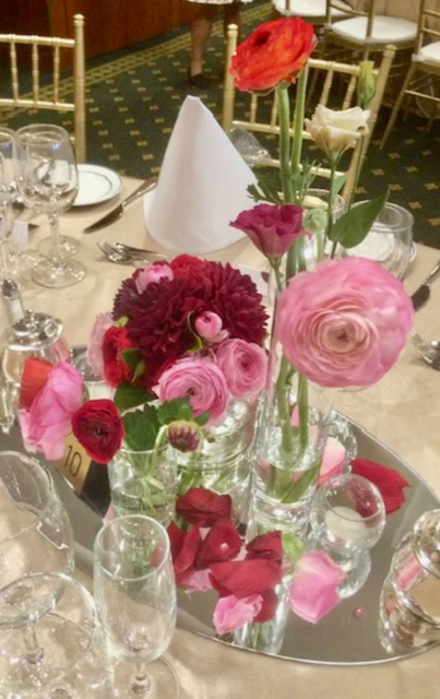 table arrangement of flower vases