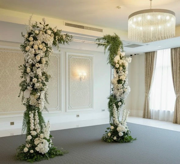silk flower white wedding arbour