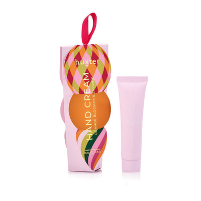 Huxter 35ml hand cream with its soft pink diamond Christmas bauble gift box and ribbon loop